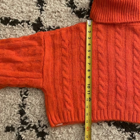 NWT Zara Orange Cropped Cable Knit Turtleneck Sweater - Picture 3 of 3
